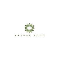 Blume Vektor Logo linear Blatt Blumen- Logo Öko unterzeichnen. abstrakt Natur Logo Design im Grün Farbe isoliert auf ein Weiß Hintergrund angewendet zum Kosmetika und Schönheit Logo Design Inspiration Vorlage