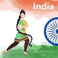 glücklicher unabhängigkeitstag von indien. Grußkarte vektor