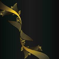 elegant guld blommig ram gräns dekoration på svart bakgrund vektor