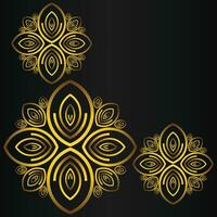 elegant guld blommig ram gräns dekoration på svart bakgrund vektor