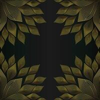fyrkant ram med skön guld blommig dekoration på svart bakgrund vektor