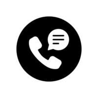 Anruf Center Unterstützung Symbol Vektor im schwarz Kreis. Telefon mit Rede Wolke Zeichen Symbol