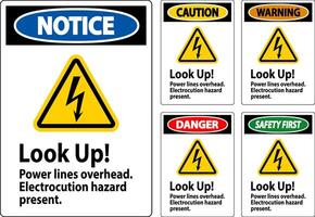 varning tecken se upp kraft rader över huvudet, allvarlig skada Maj resultat vektor