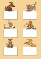 tecknad serie hundar och valpar med kort design uppsättning vektor
