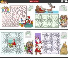 Matze Aktivitäten einstellen mit Karikatur Santa claus und Menschen auf Weihnachten Zeit vektor