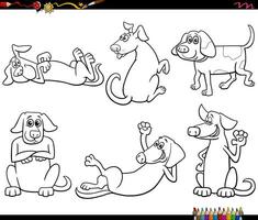 cartoon hunde tierfiguren set ausmalbilder vektor