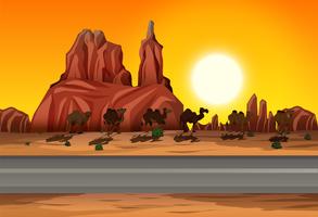 Desert Sunset Road Scene vektor