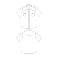Vorlage kurz Ärmel Single Punkt Taschen Western Hemd Vektor Illustration eben Design Gliederung Kleidung Sammlung
