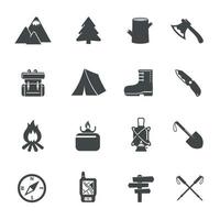 Symbole für Wanderausrüstung. Vektor-Illustration vektor