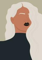 estetisk illustration av skön ung kvinna med vit hår. porträtt av albino flicka. vektor