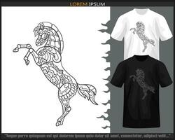 häst mandala konst isolerat på svart och vit t skjorta. vektor