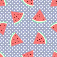sömlös söt vattenmelon mönster med vit polka punkt bakgrund. vektor