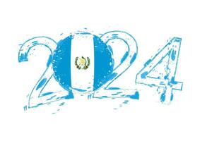 2024 Jahr im Grunge Stil mit Flagge von Guatemala. vektor