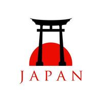 historisch torii Tor japanisch Logo. Sonnenuntergang torii Tor Symbol Logo Vektor Illustration. japanisch Geschichte Monument