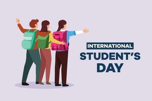 internationell studentens dag begrepp. Lycklig studenter. färgad platt vektor illustration isolerat.