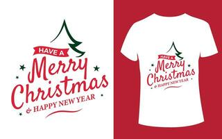 glad jul och Lycklig ny år t skjorta design vektor