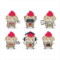 Geburtstag Erdbeere Muffin Karikatur Charakter sind spielen Spiele mit verschiedene süß Emoticons vektor