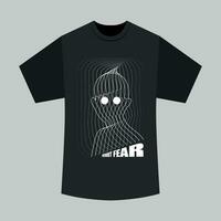abstrakt linje silhuett av en man tittar, vektor illustration för svart t-shirt