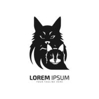 logotyp av katt ikon med kattunge vektor silhuett isolerat design