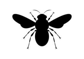 schwarz und Weiß Biene Silhouette im eben Stil Vektor