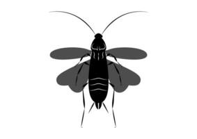 svart och vit flygande kackerlacka ClipArt vektor isolerat på vit bakgrund