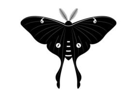 schwarz und Weiß Schmetterling Luna Motte Clip Art Vektor isoliert auf Weiß Hintergrund