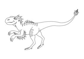 schwarz und Weiß Velociraptor Dinosaurier Karikatur Charakter Vektor. Färbung Seite von ein Velociraptor Dinosaurier vektor