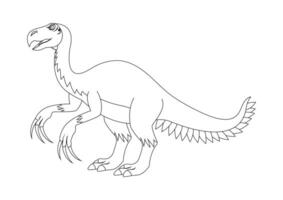 schwarz und Weiß Therizinosaurus Dinosaurier Karikatur Charakter Vektor. Färbung Seite von ein Therizinosaurus Dinosaurier vektor