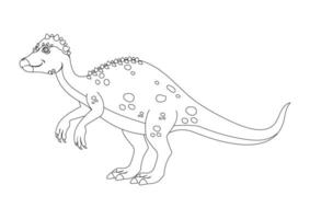 schwarz und Weiß Pachycephalosaurus Dinosaurier Karikatur Charakter Vektor. Färbung Seite von ein Pachycephalosaurus Dinosaurier vektor