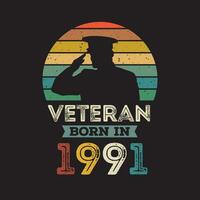 Veteran geboren im 1991 Vektor Jahrgang Stil Veteran Tag Design Vektor