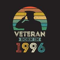 Veteran geboren im 1996 Vektor Jahrgang Stil Veteran Tag Design Vektor