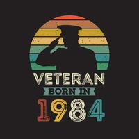 Veteran geboren im 1984 Vektor Jahrgang Stil Veteran Tag Design Vektor