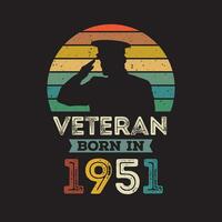 Veteran geboren im 1951 Vektor Jahrgang Stil Veteran Tag Design Vektor