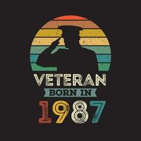 Veteran geboren im 1987 Vektor Jahrgang Stil Veteran Tag Design Vektor