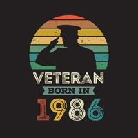 Veteran geboren im 1986 Vektor Jahrgang Stil Veteran Tag Design Vektor