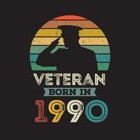 Veteran geboren im 1990 Vektor Jahrgang Stil Veteran Tag Design Vektor