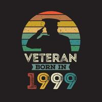 Veteran geboren im 1999 Vektor Jahrgang Stil Veteran Tag Design Vektor