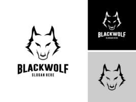 Vektor schwarz Wolf Gesicht Emblem Monogramm Logo