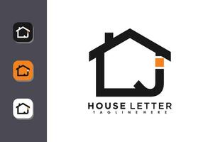 Haus Logo Design mit Brief j Vektor Konzept