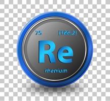 Rhenium chemisches Symbol mit Ordnungszahl und Atommasse vektor