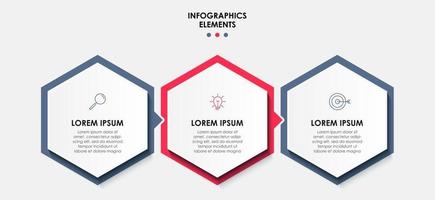 Infografik-Design-Business-Vorlage mit Symbolen und 3 Optionen oder Schritten vektor