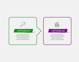 Infografik-Design-Vorlagenvektor mit Symbolen und 2 Optionen oder Schritten vektor