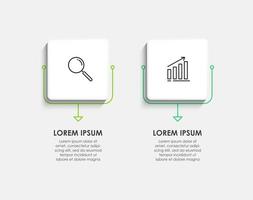 Infografik-Design-Vorlagenvektor mit Symbolen und 2 Optionen oder Schritten vektor