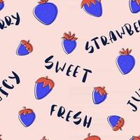 Erdbeere mit Buchstaben nahtlose Muster vektor