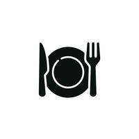 Restaurant Symbol isoliert auf Weiß Hintergrund. Gabel, Messer, und Teller Symbol vektor