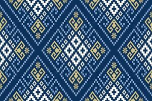 Indigo Marine Blau geometrisch traditionell ethnisch Muster Ikat nahtlos Muster Rand abstrakt Design zum Stoff drucken Stoff Kleid Teppich Vorhänge und Sarong aztekisch afrikanisch indisch indonesisch vektor