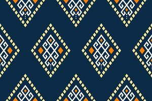 Indigo Marine Blau geometrisch traditionell ethnisch Muster Ikat nahtlos Muster Rand abstrakt Design zum Stoff drucken Stoff Kleid Teppich Vorhänge und Sarong aztekisch afrikanisch indisch indonesisch vektor