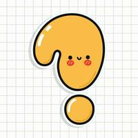 süß Frage Kennzeichen Aufkleber Charakter. Vektor Hand gezeichnet Karikatur kawaii Charakter Illustration Symbol. Spaß Frage Kennzeichen Aufkleber Charakter Konzept