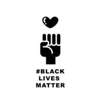 hand symbol för svart liv materia protest i USA till sluta våld till svart människor i oss amerika. bekämpa för mänsklig rätt enkel piktogram, stroke vektor illustration. design på vit bakgrund. eps10