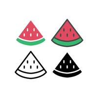 färsk mogen vattenmelon i skivor för känsla sommar tid. färsk röd melon skiva med frön eller ossiklar. mat, frukt, melon, sommar, vatten, ikon. vektor illustration. design på vit bakgrund eps10